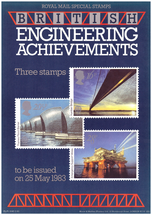 (image for) 1983 Engineering Achievements Post Office A4 poster. PL(P) 3045 3/83. - Click Image to Close